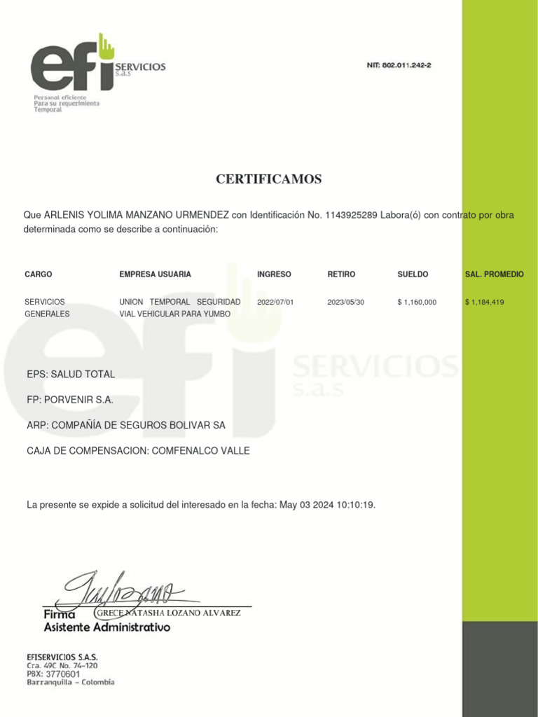 Certificado | PDF | Negocios | Finanzas y dinero