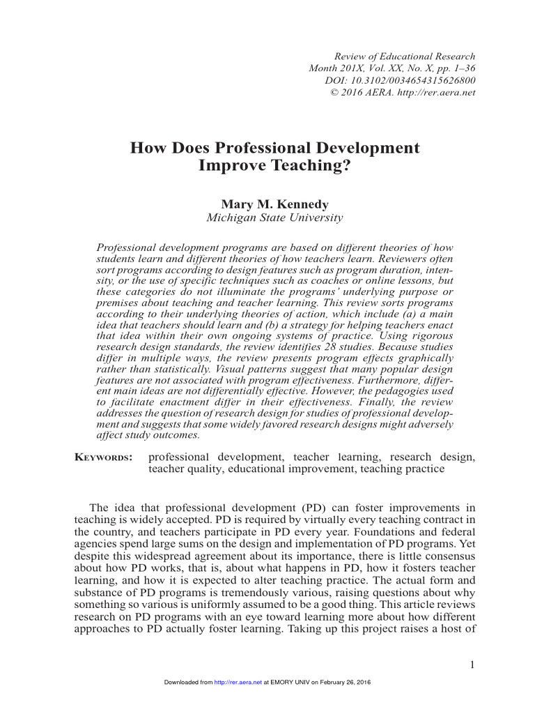 Impact of Professional Development on Teaching | PDF | Effect Size ...