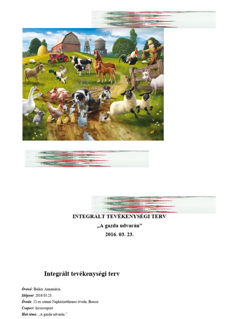 INTEGRÁLT-TEVÉKENYSÉGI-TERV A Gazda Udvaran | PDF