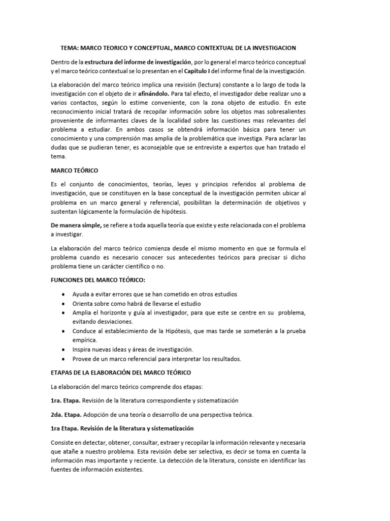 Marco Teórico y Contextual en Investigación | PDF | Teoría | Paradigma