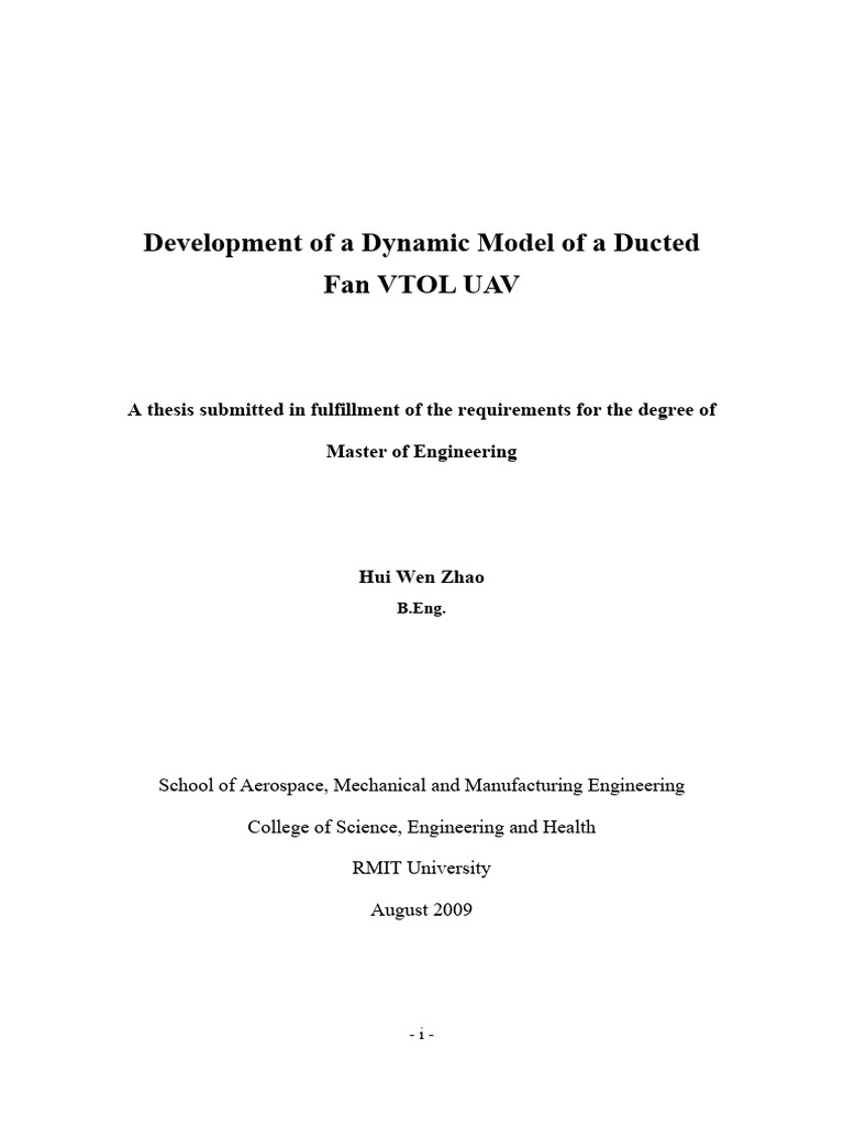Development of A Dynamic Model of A Ducted | PDF | Wind Tunnel ...