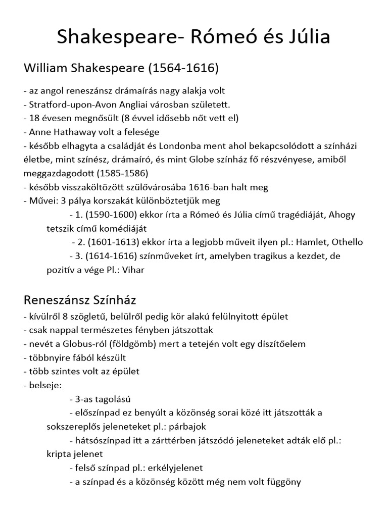 Shakespeare-Rómeó És Júlia | PDF