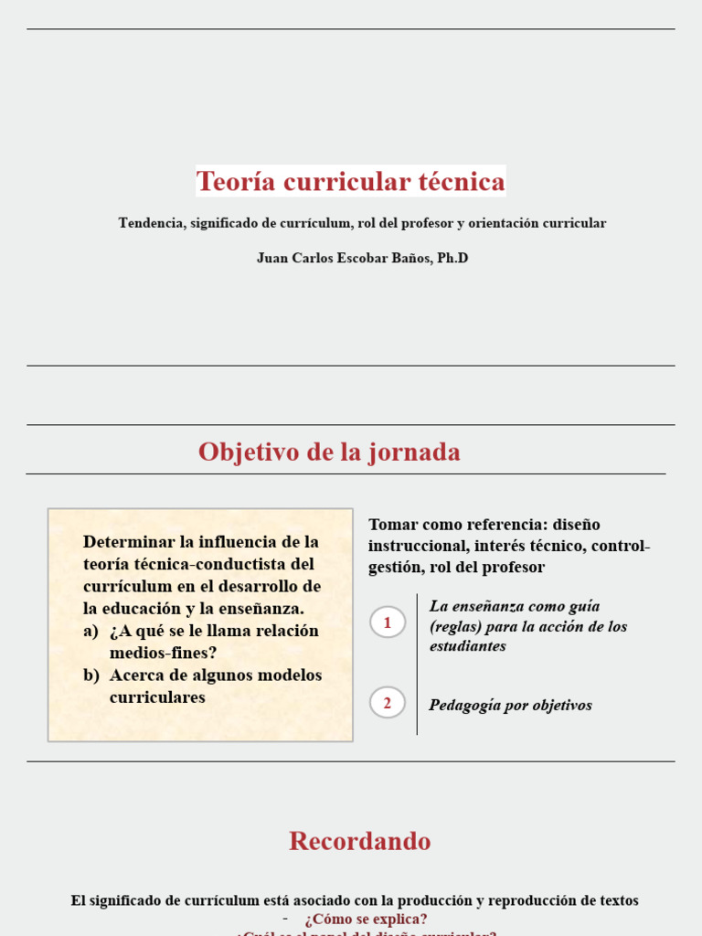 Teoría Curricular Técnica y Educación | PDF | Plan de estudios | Pedagogía