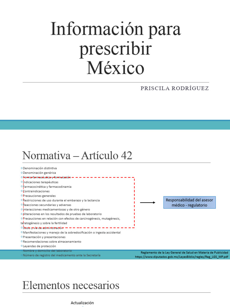 Información para Prescribir Medicamentos en México | PDF | Medicamentos ...