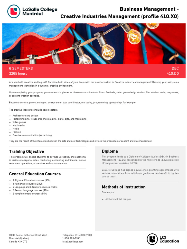 Creative Industries Management DEC | PDF | The Arts | Marketing