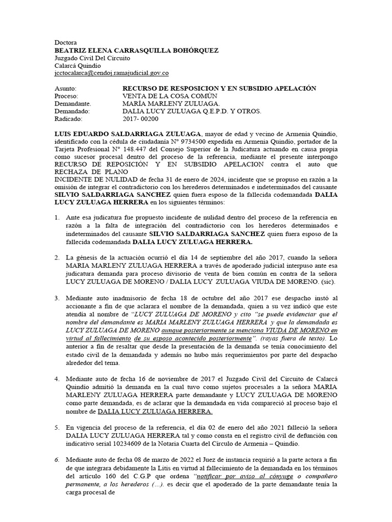 Recurso de Reposición en Proceso Civil | PDF | Justicia | Crimen y ...