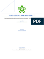 Taller de especificación del modelo conceptual y estructurar la propuesta técnica del proyecto de software. GA2-220501094-AA4-EV01