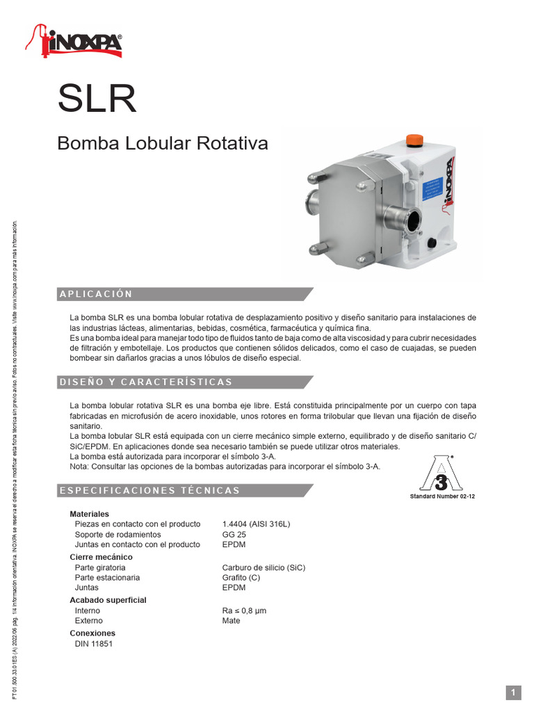 Bomba Lobular Rotativa SLR | PDF | Ingeniería Química | Ingeniería mecánica
