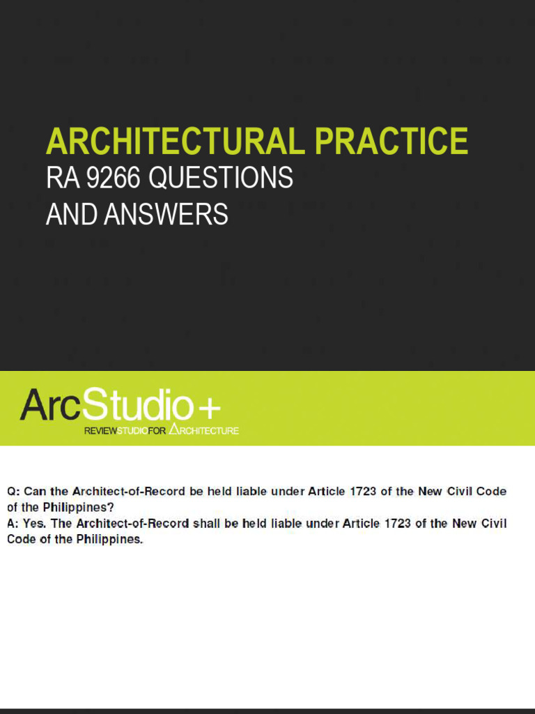 Architectural Practice: Ra 9266 Questions and Answers | PDF