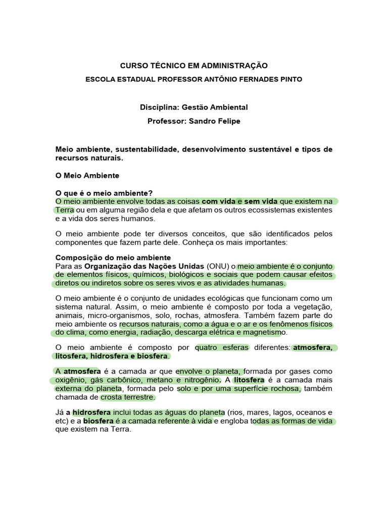 Gestão Ambiental e Sustentabilidade | PDF | Ambiente natural ...