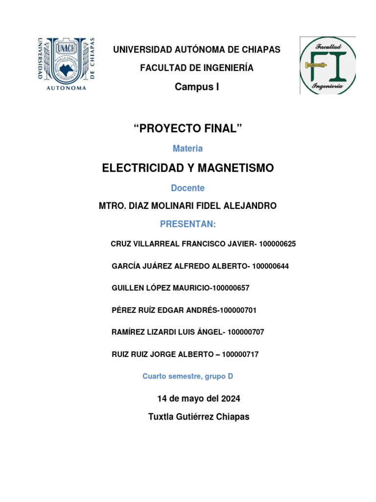 Proyecto de Electricidad y Magnetismo | PDF | Ingenieria Eléctrica ...