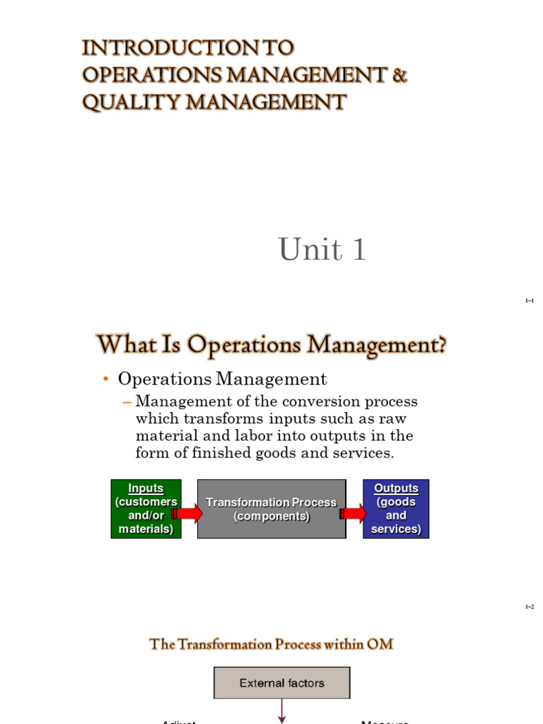 OSCM Unit-1 | PDF | Operations Management | Goods