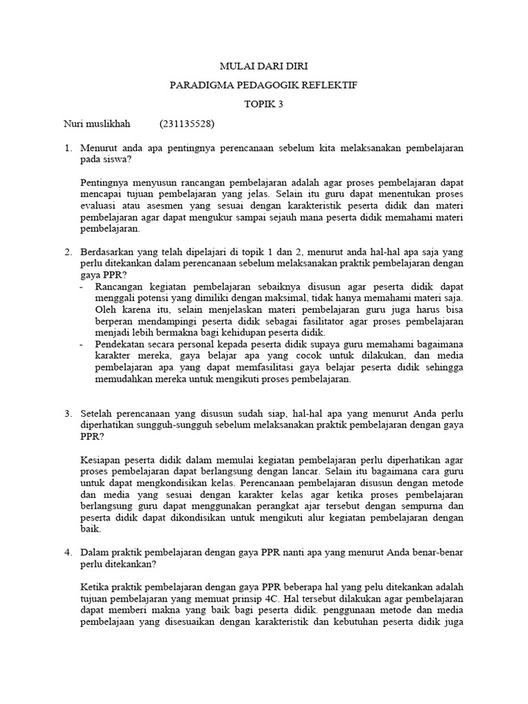 Contoh RPP untuk Pembelajaran PPR | PDF
