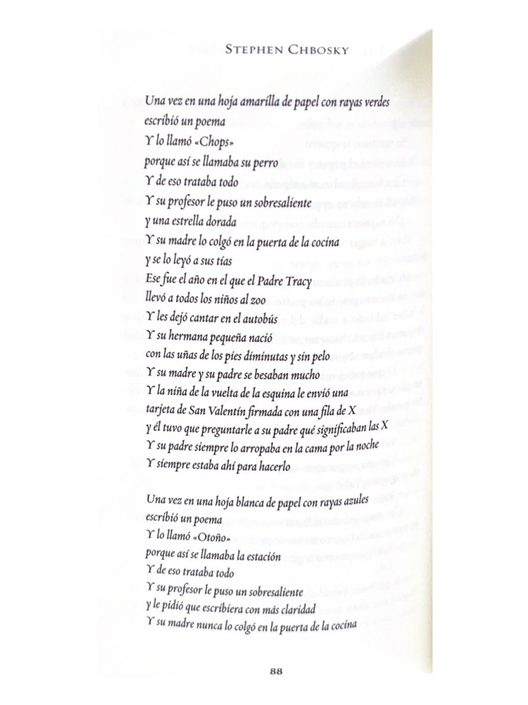 Stephen Chbosky - Poema Pp. 88-90 | PDF