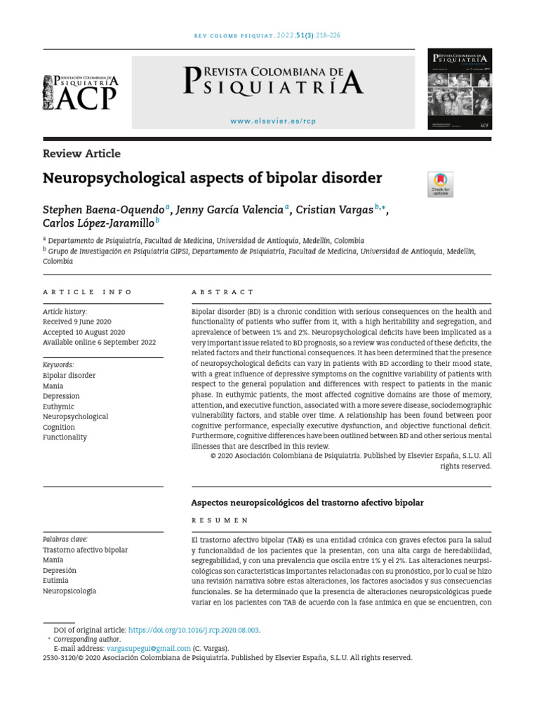 Neuropsychological Insights on Bipolar Disorder | PDF | Bipolar ...