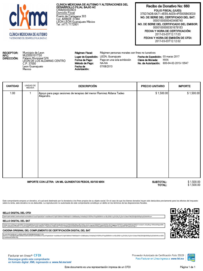 Recibo de Donativo | PDF