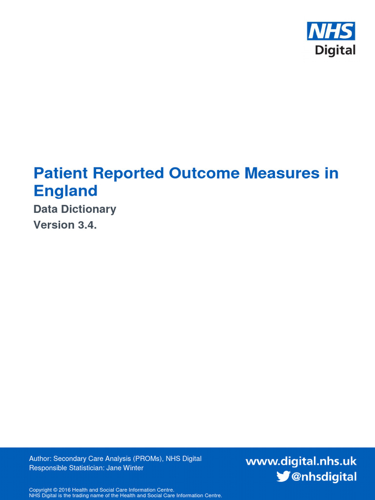 Proms Data Dictionary | PDF | National Health Service | Diseases And ...