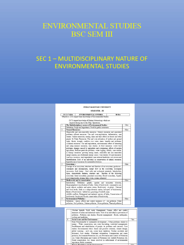 Sec 1 - Environmental Studies | PDF | Natural Environment | Pollution