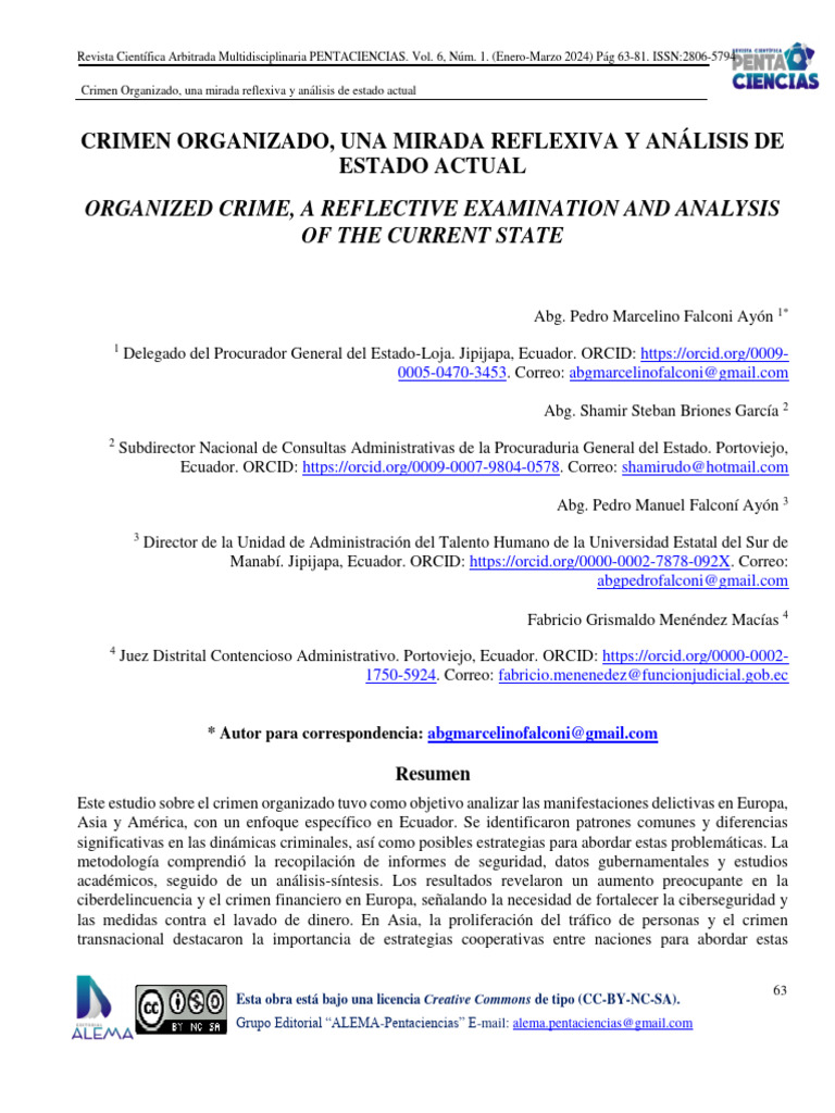 Crimen Organizado Una Mirada Reflexiva y Analisis | PDF | Lavado de ...