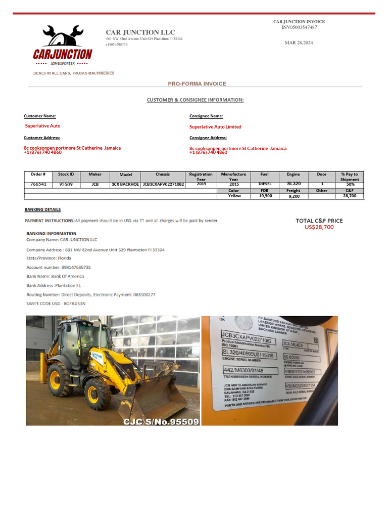 Car Junction Invoice for Vehicle Purchase | PDF | Motor Vehicle | Vehicles