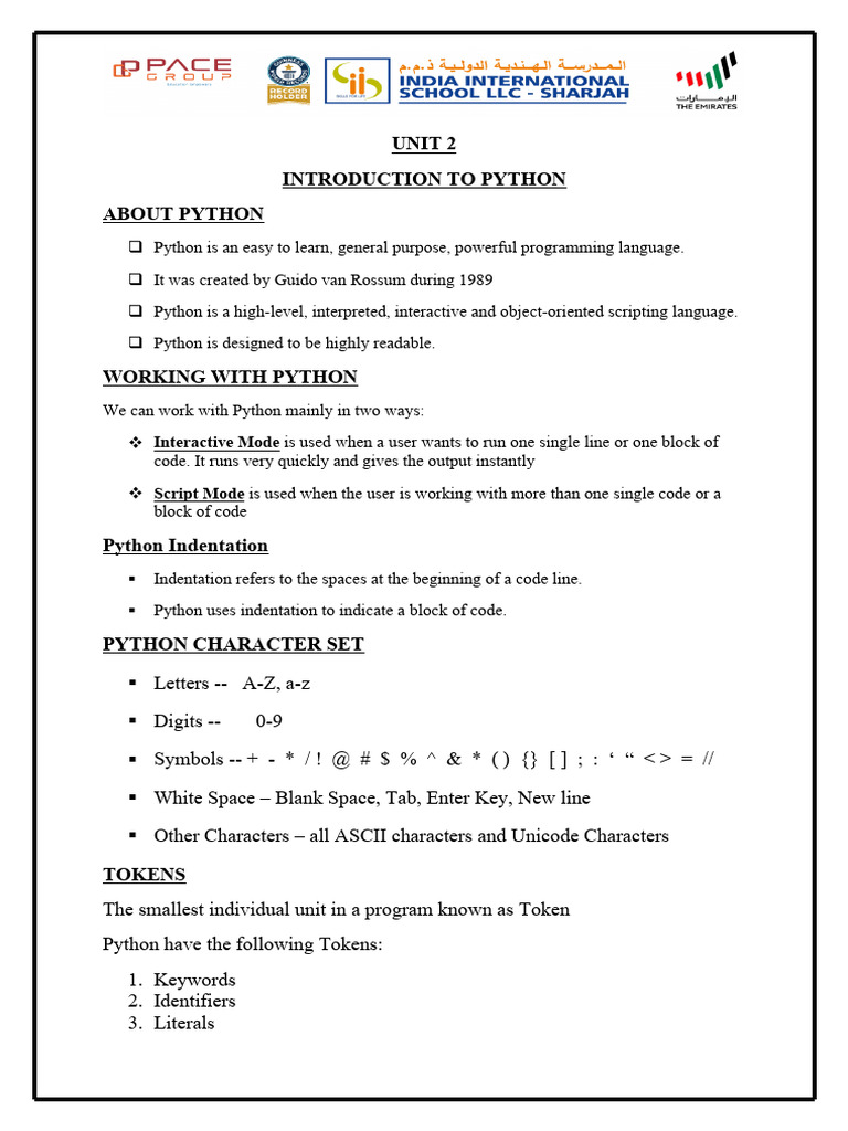 Unit 2 Introduction To Python About Python | PDF | Data Type | Boolean ...