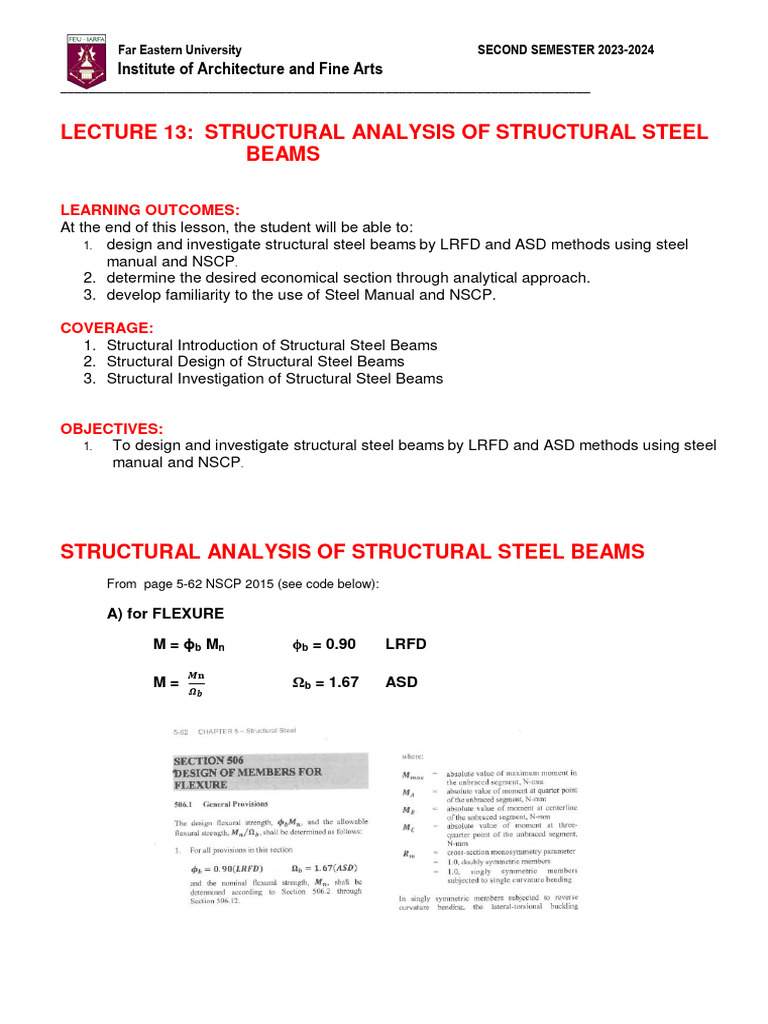Structural Analysis of Steel Beams | PDF | Bending | Beam (Structure)