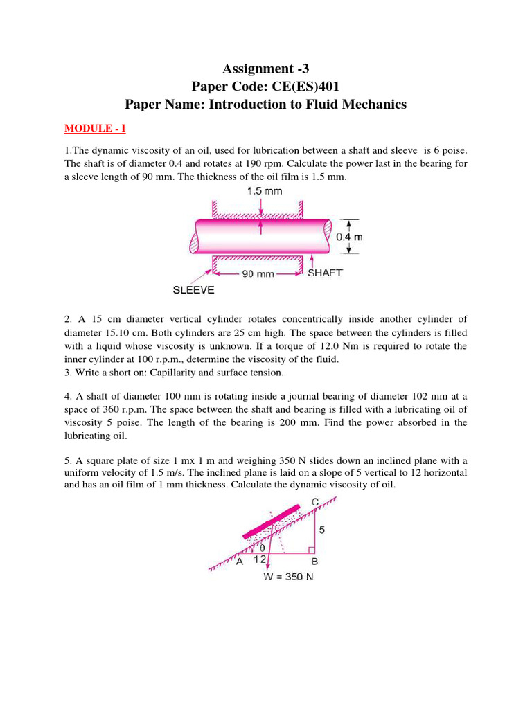 Assignment Set 3 of CE (ES) 401 2023 | PDF | Pressure | Pressure ...