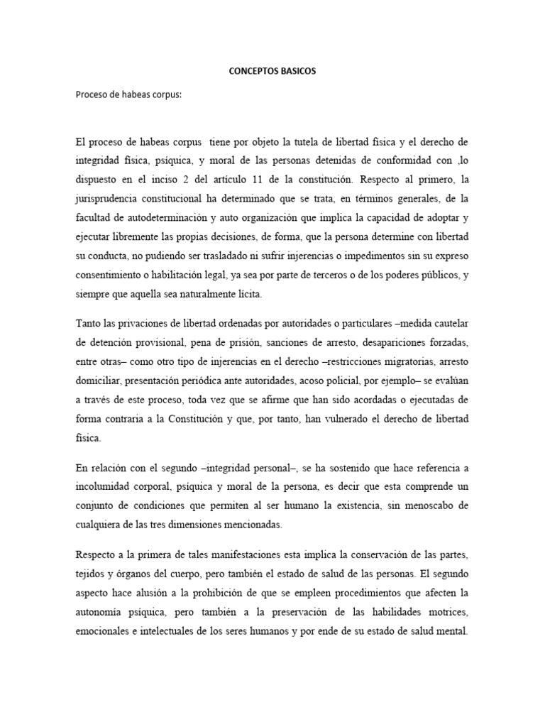 Proceso de Habeas Corpus y Protección Legal | PDF | Habeas corpus ...