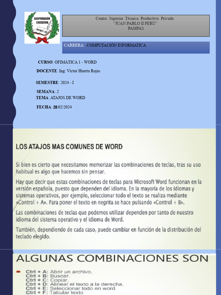 Atajos de Teclado en Word y Excel | PDF | Microsoft Word | Ventana ...