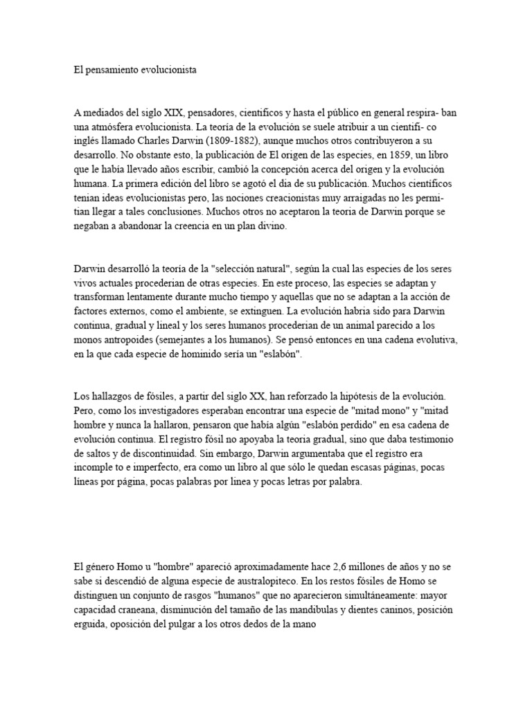 Evolución humana: de Darwin a Homo sapiens | PDF | Homo | Evolución