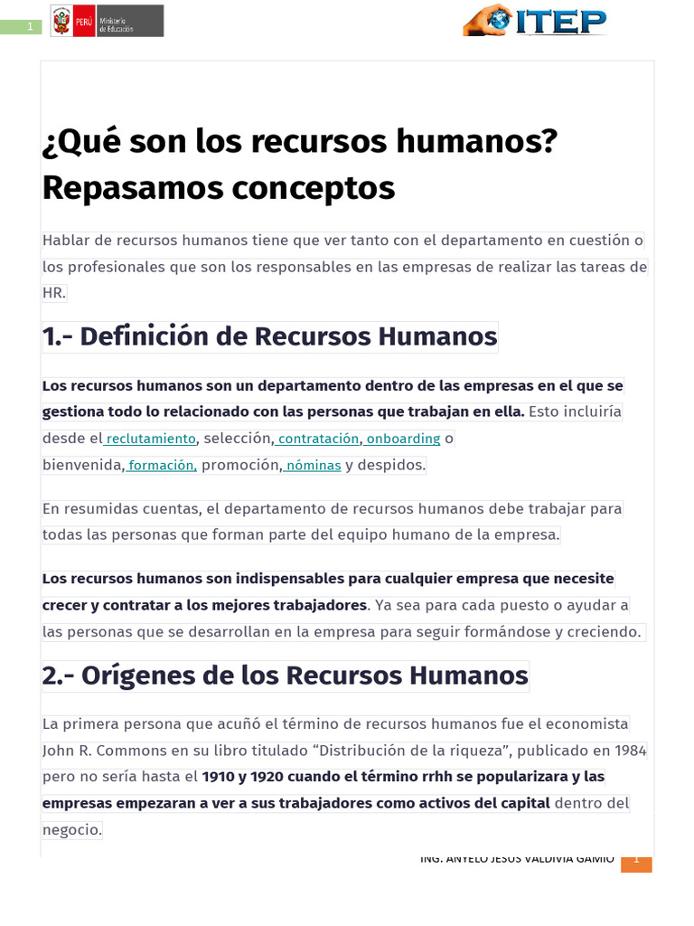 Qué son los recursos humanos | PDF | Gestión de recursos humanos | Business
