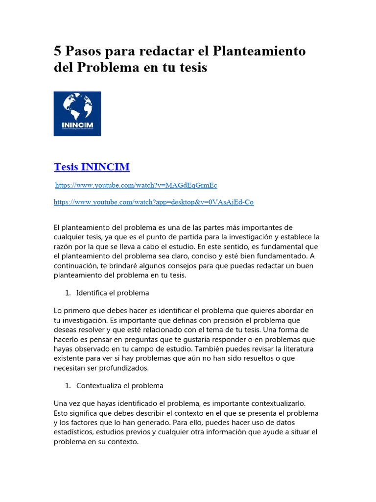 Redacción efectiva del planteamiento del problema | PDF | Cognición ...