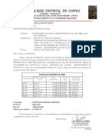 Municipalidad Distrital de Chipao: Informe #302-2022 - MDCH-ODSUR/ NVVH