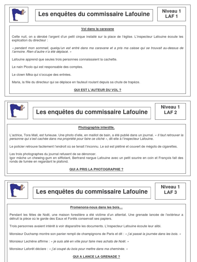Les Enquêtes De L Inspecteur Lafouine Pdf