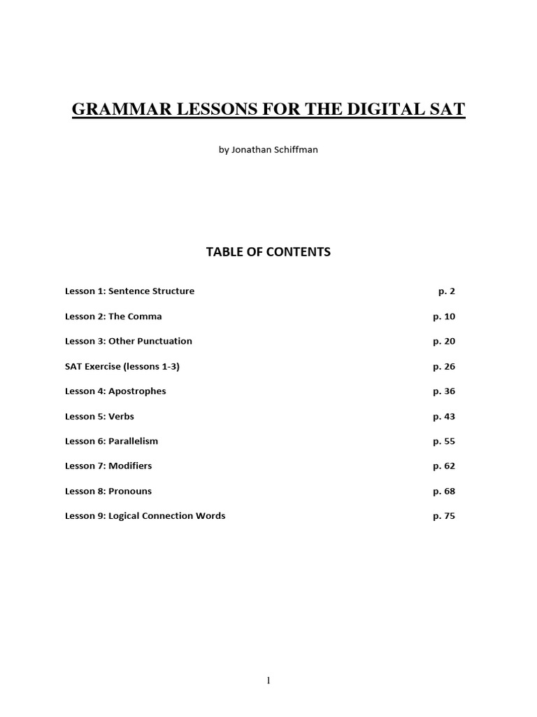 Digital SAT Grammar Lessons Guide | PDF | Linguistics | Syntax