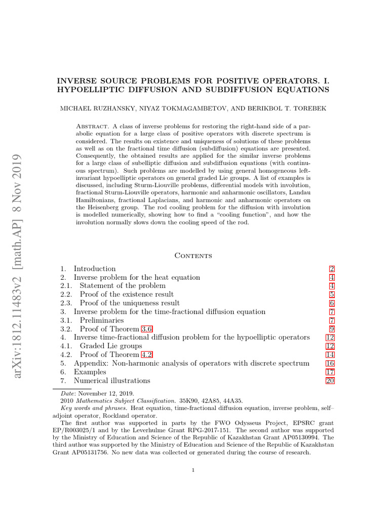 Inverse Problem For The Heat Equation | PDF | Mathematical Concepts ...