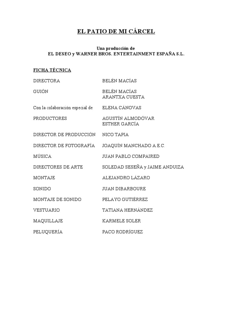 El patio de mi cárcel PDF Cine Ocio