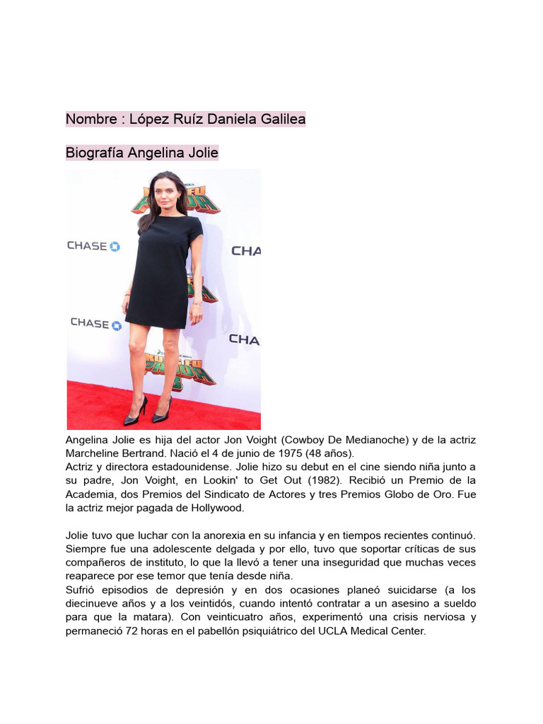 Biografía Angelina Jolie y Sobre Su Anorexia-1 | PDF | Angelina Jolie