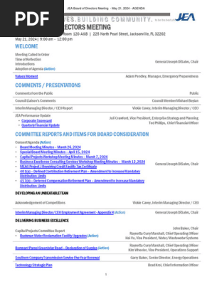 2024.05.21 JEA Board of Directors Meeting Materials | PDF