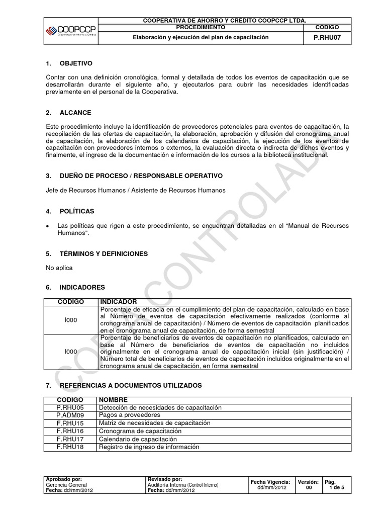 Plan Anual de Capacitación CoopCCP | PDF | Gestión de recursos humanos ...