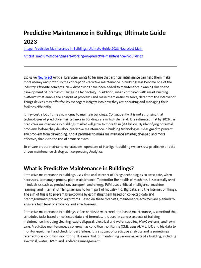 Predictive Maintenance in Buildings Guide | PDF | Internet Of Things ...