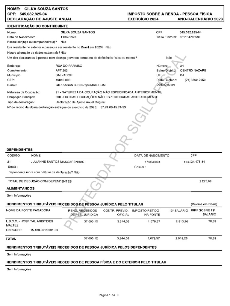 Declaração 2024 Gilka | PDF
