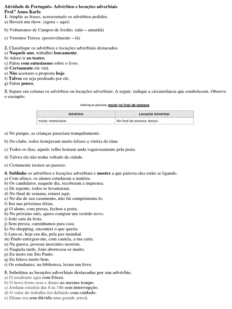 Exercícios Sobre Advérbios E Locuções Adverbiais Com Tirinhas – RQNSQ