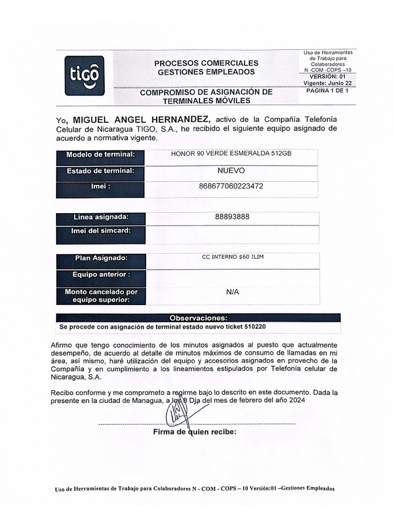 Equipo Asignado | PDF
