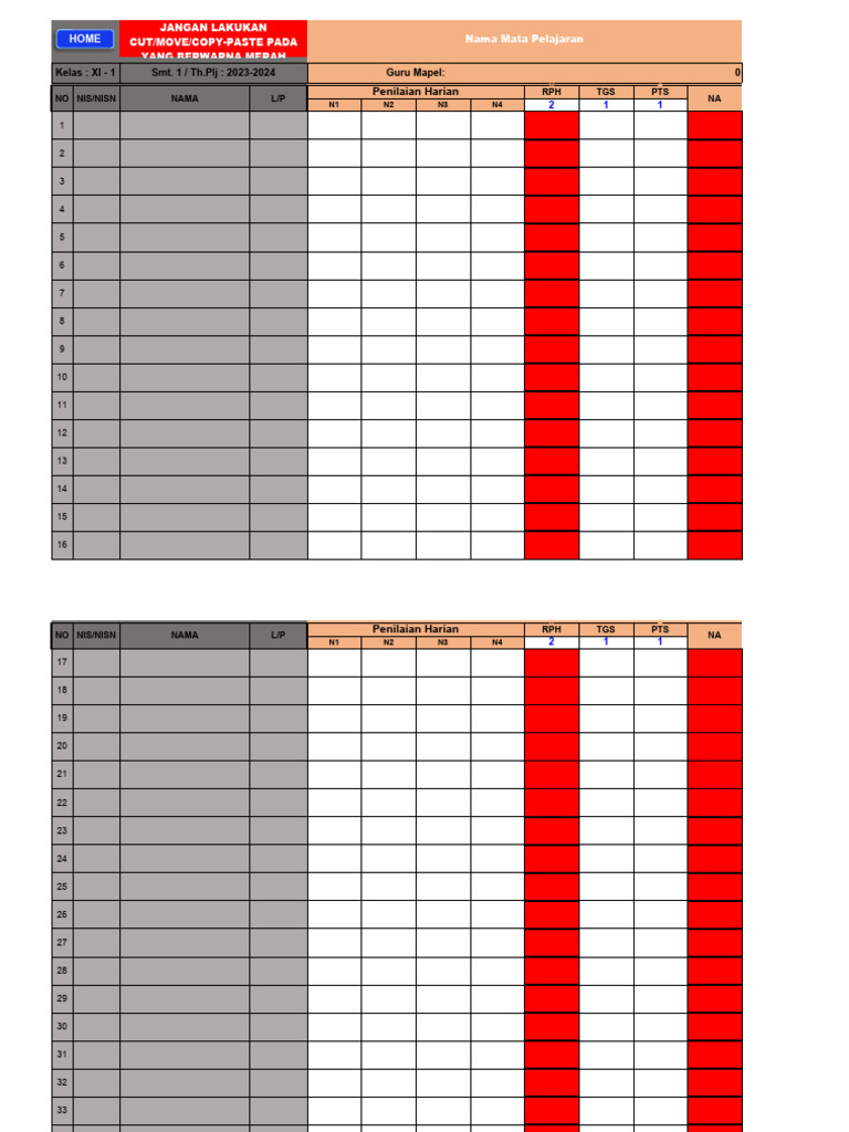 Form Setor Nilai PTS Ke Walas | PDF
