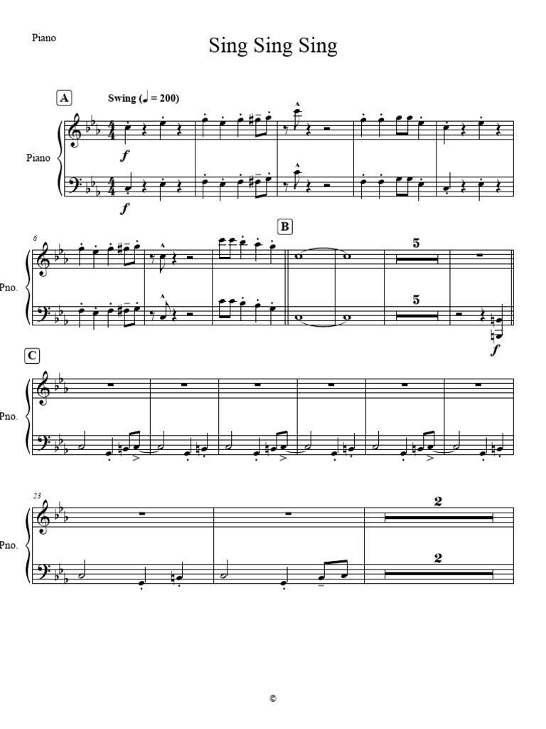 Sing Sing Sing Score Piano | PDF