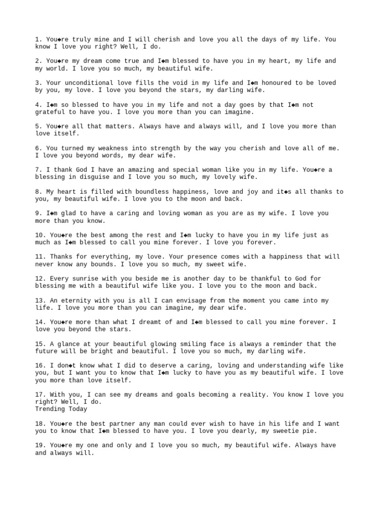 Heartfelt Love Quotes for My Wife | PDF | Love | Happiness