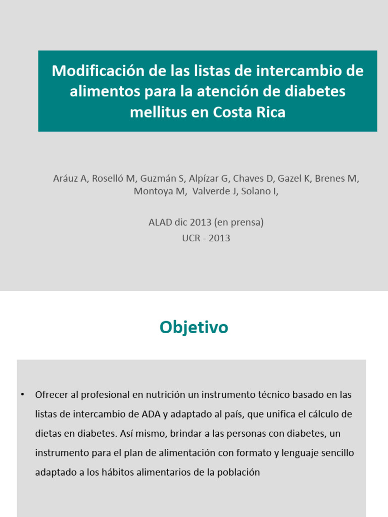 Listas de intercambio de alimentos ada modificadas para cr descargar