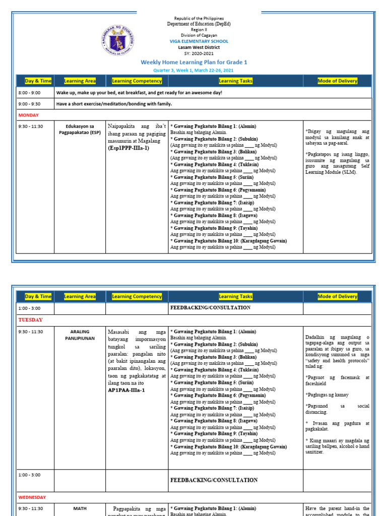 WHLP Grade 1 Q3 W1 | PDF