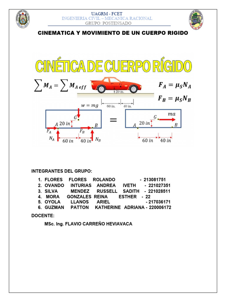 CINEMÁTICA DEL CUERPO RÍGIDO Exp | Descargar gratis PDF | Rotación ...
